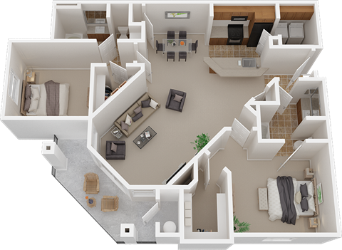 2x2 1240SF floor plans available at Ashton Parc | Sacramento, CA 95834